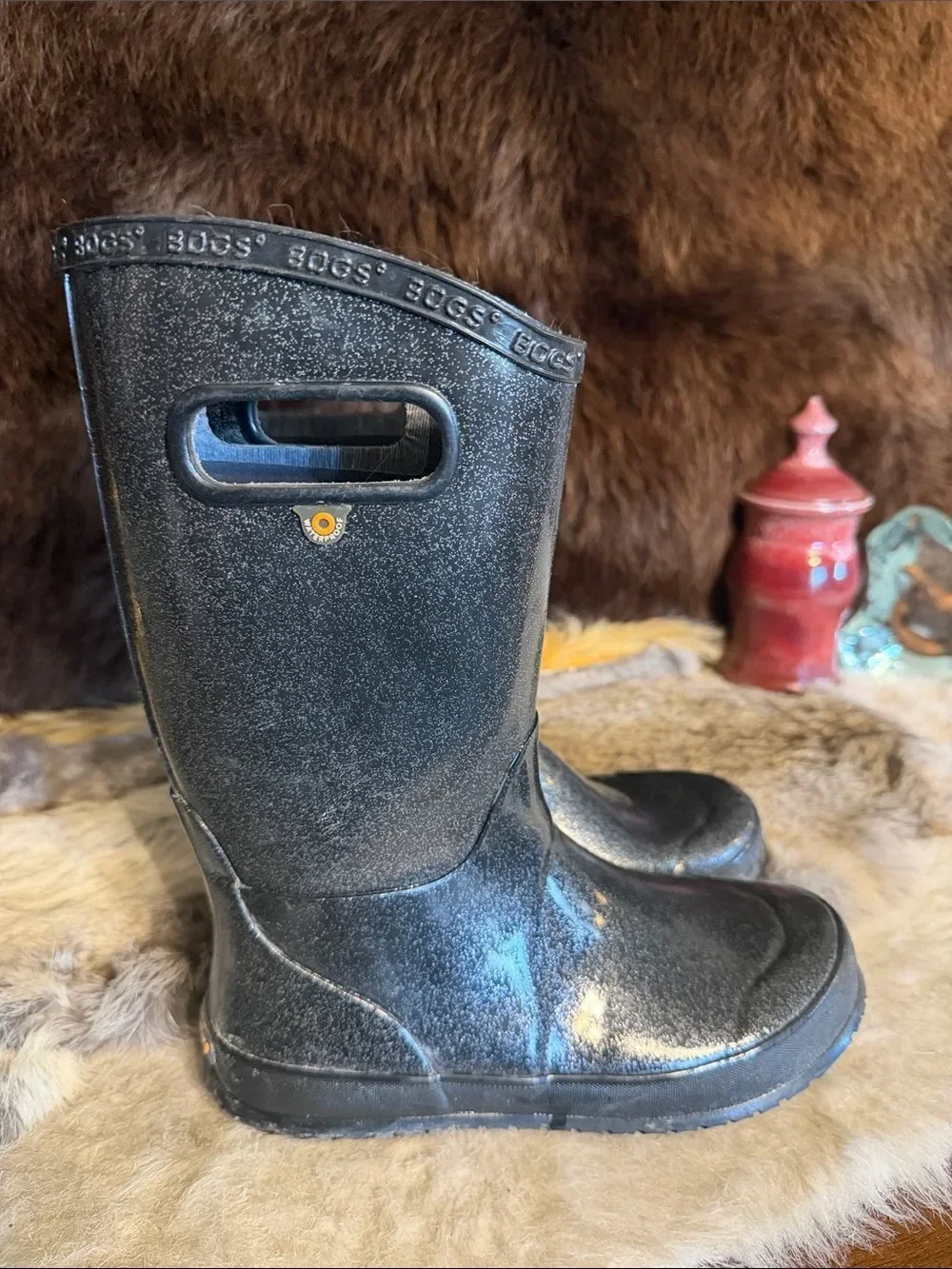 Black Glitter Rain Boots Y5 (3180)